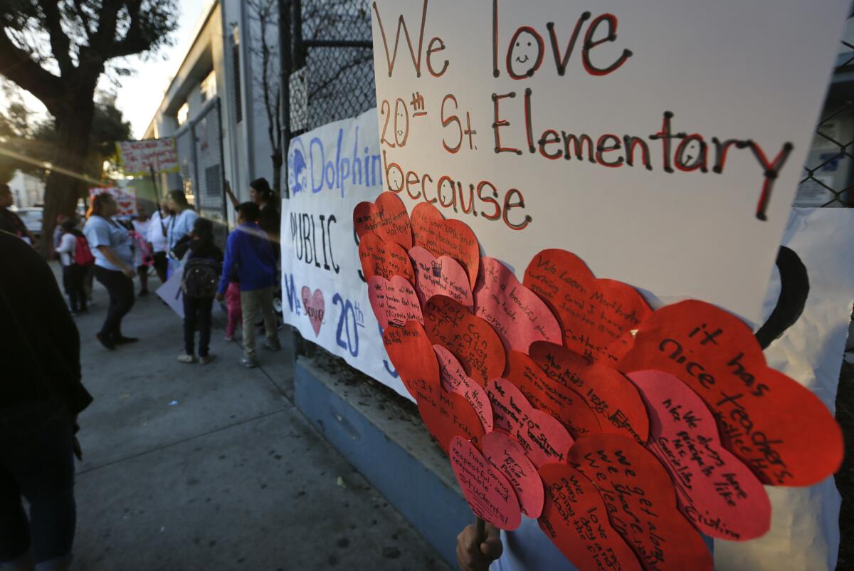 While some parents argue that Los Angeles' 20th Street Elementary School should be put under new leadership, others contend they like the school just the way it is.