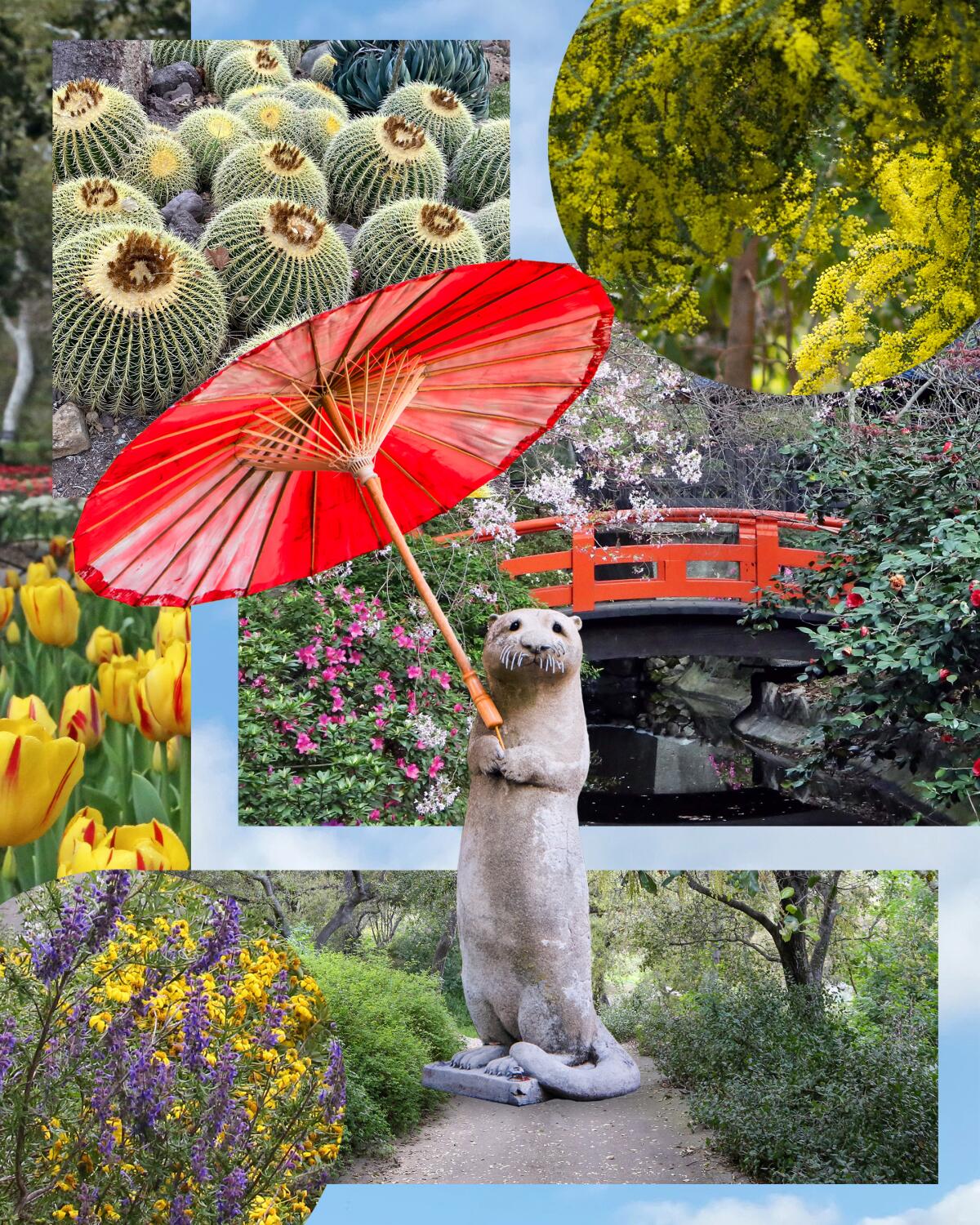 A collage of photos from the public gardens in this list.