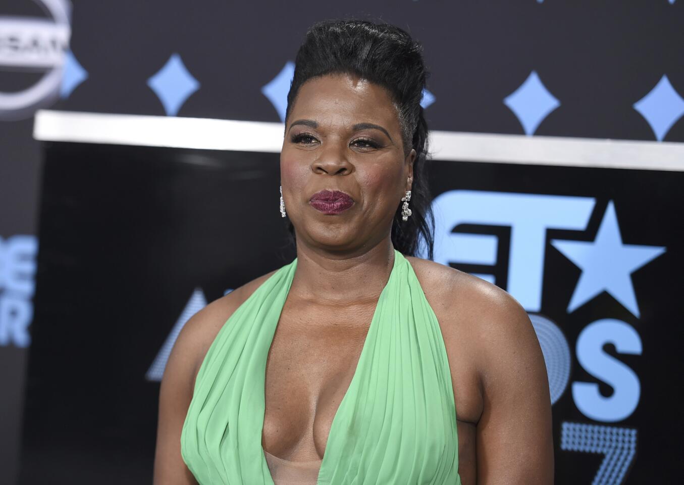 Host Leslie Jones arrives at the BET Awards at the Microsoft Theater in Los Angeles on Sunday.