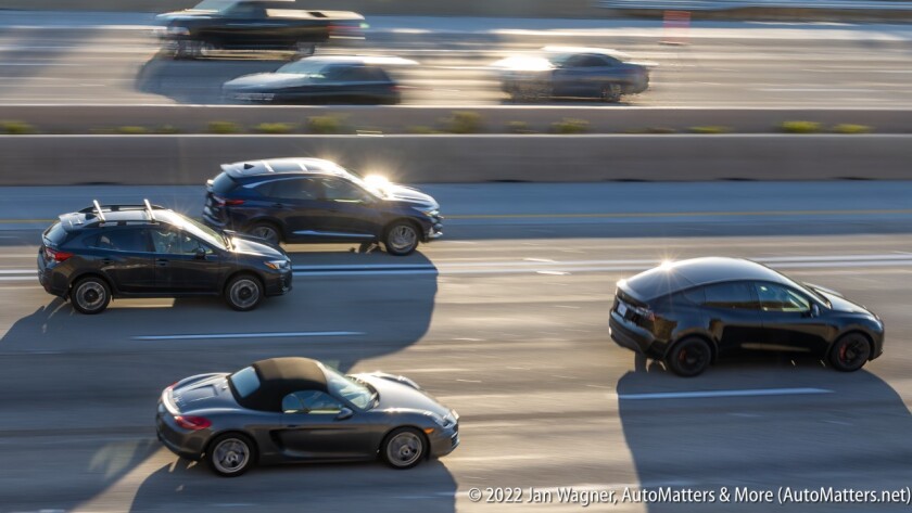 Traffic moving on the I-5 freeway