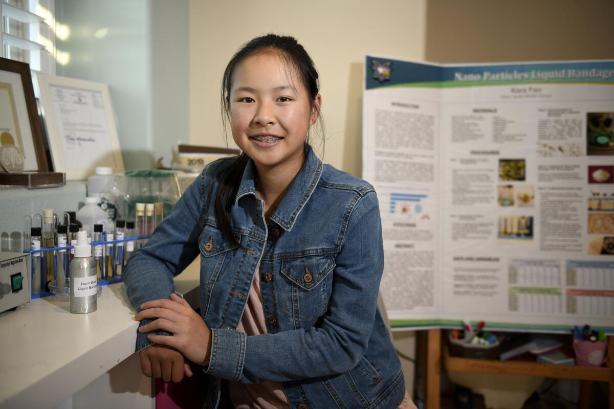 Kara Fan in her home laboratory Friday in 2019. She was honored with 24 other remarkable teens on Wednesday.