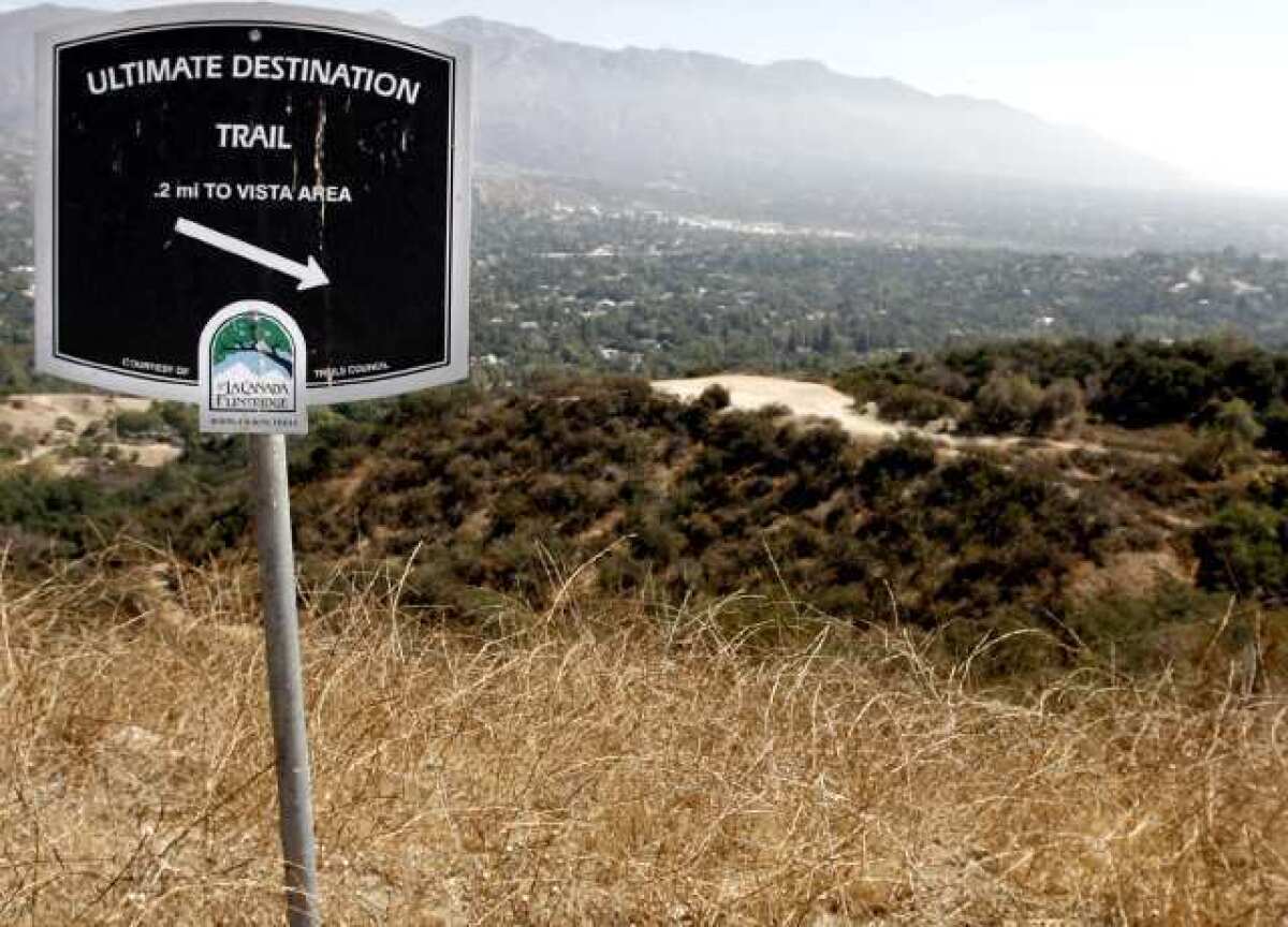 The view from above the Ultimate Destination in Cherry Canyon, where the city of La Canada Flintridge plans to install a water fountain for horses and humans after receiving a donation from resident Liz Blackwelder.