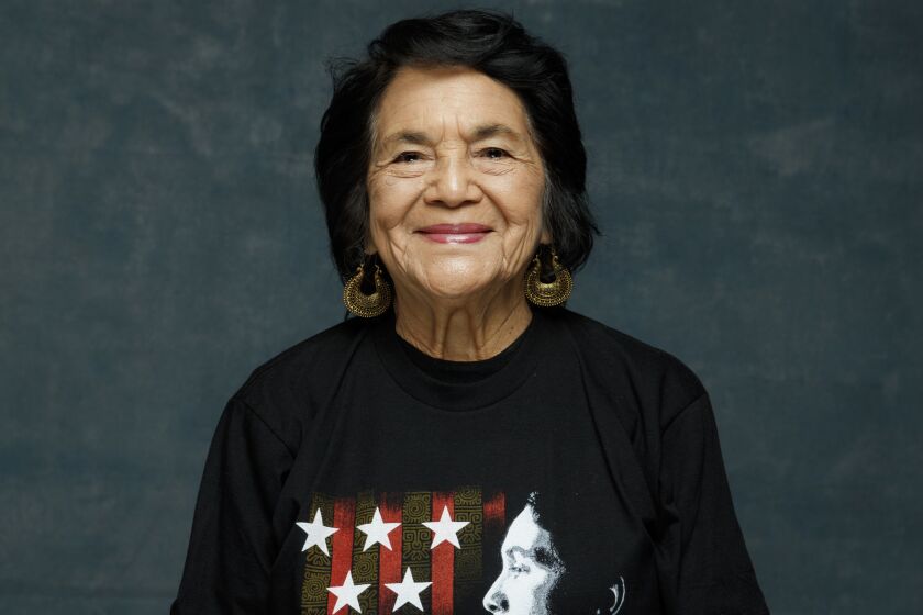 PARK CITY,UTAH --FRIDAY, JANUARY 20, 2017-- Dolores Huerta is photographed in the L.A. Times photo studio, during the Sundance Film Festival in Park City, Utah, Jan. 20, 2017. (Jay L. Clendenin / Los Angeles Times)