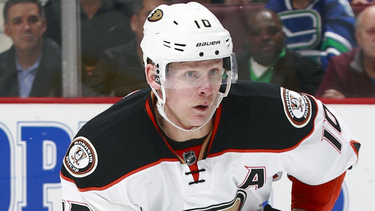 Ducks forward Corey Perry skates with the puck during a game against the Vancouver Canucks on Nov. 20.