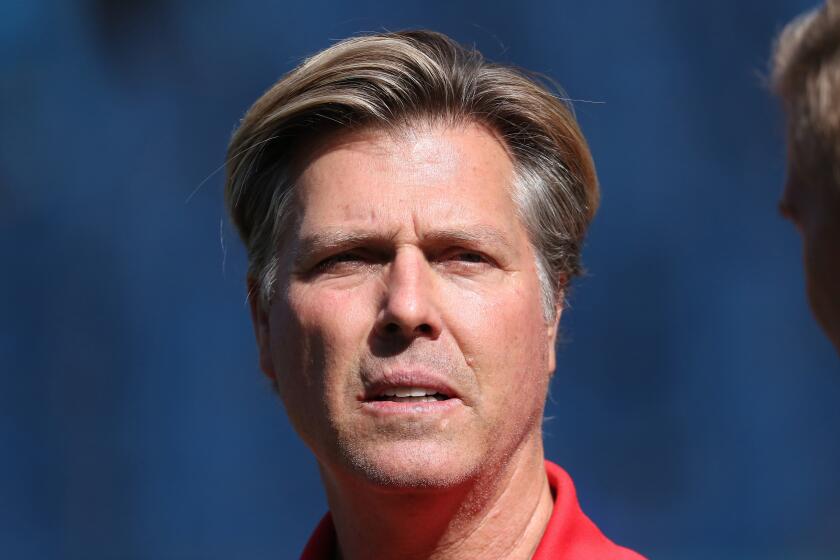 TORONTO, ON - JULY 28: Former pitcher and current radio color commentator Mark Langston of the Los Angeles Angels of Anaheim during batting practice before the start of MLB game action against the Toronto Blue Jays at Rogers Centre on July 28, 2017 in Toronto, Canada. (Photo by Tom Szczerbowski/Getty Images)