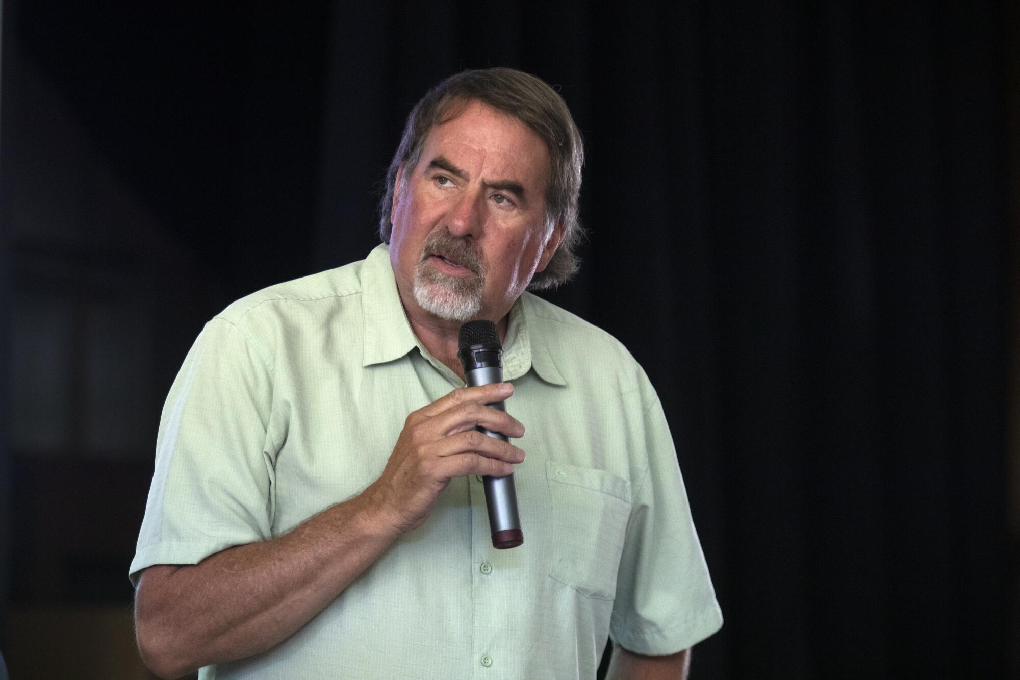 Greenville, CA - July 16: Rep. Doug LaMalfa (R-Richvale) speaks during a town hall meeting in Greenville, CA.