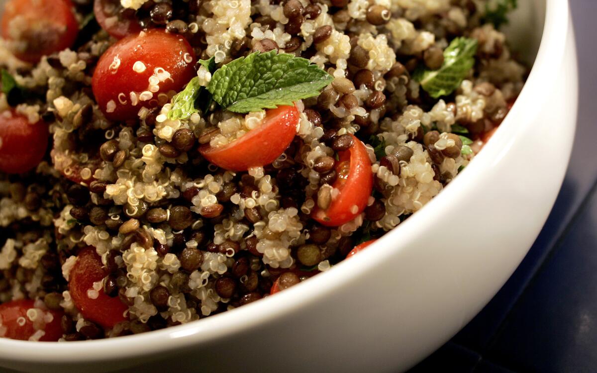 Quinoa lentil salad with tomatoes