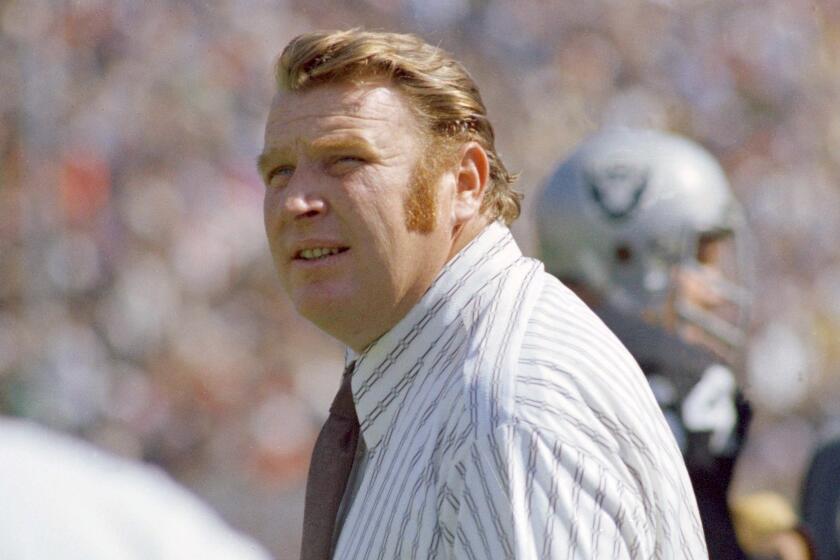 Oakland Raiders coach John Madden is pictured on the sidelines, Oct. 1978. (AP Photo)