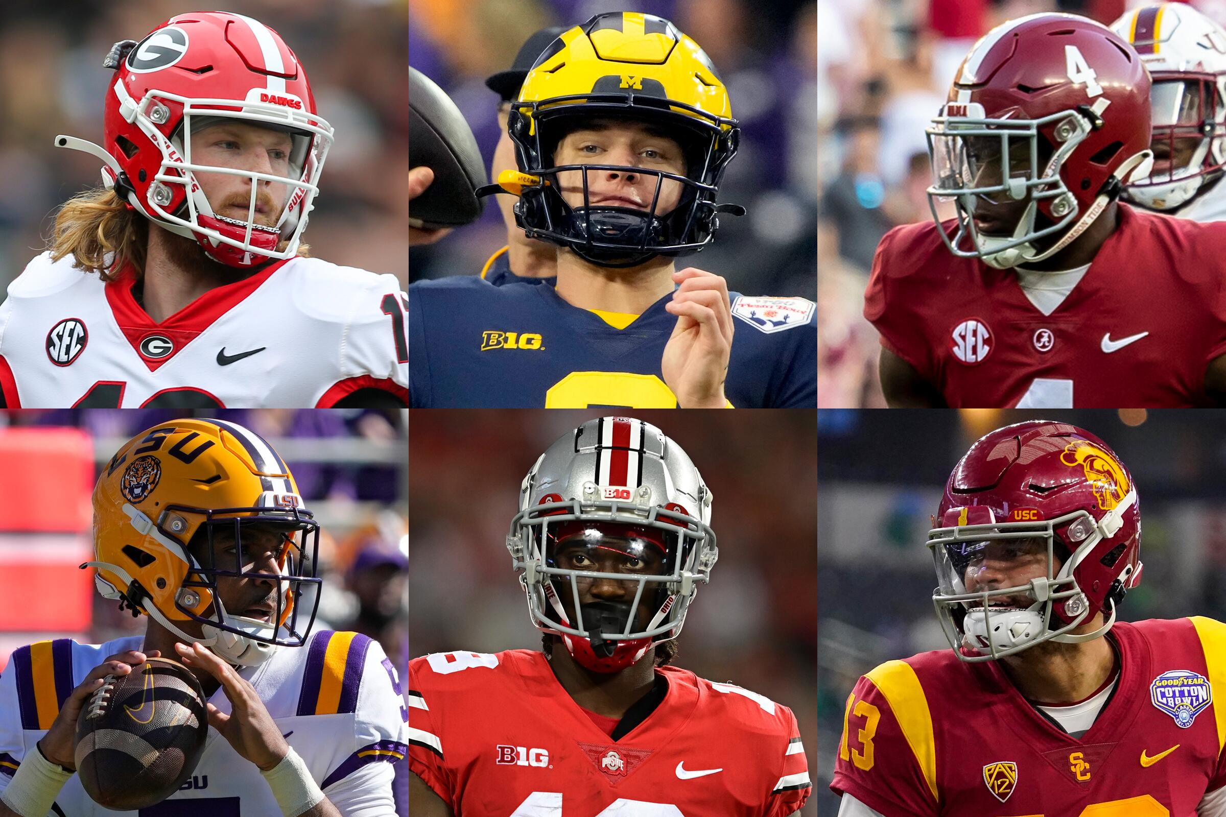 A collage of some of the top players in college football.