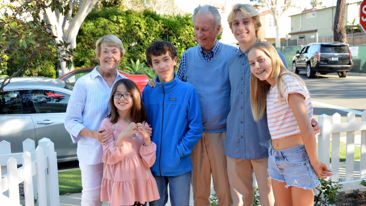 Barbara and Tom Peckenpaugh with grandkids, from left, Chloe, 8, Caleb, 14, Henry, 16, and Megan, 14, 