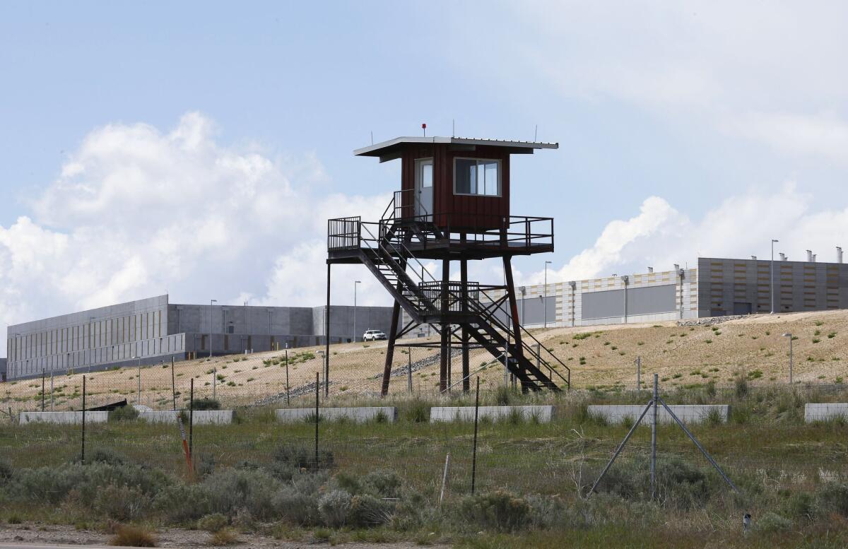 An observation tower sits on the edge of the new National Security Agency's spy data collection center in Bluffdale, Utah. A federal appeals court in New York ruled Thursday that the NSA's bulk collection of phone data is illegal.