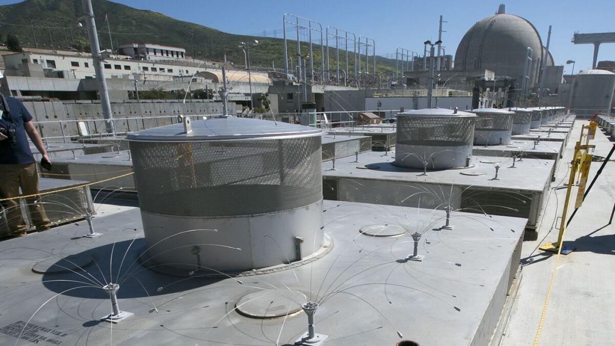 The Independent Spent Fuel Storage Installation at the San Onofre Nuclear Generating Station where assemblies of used-up nuclear fuel are lowered into storage cavities.