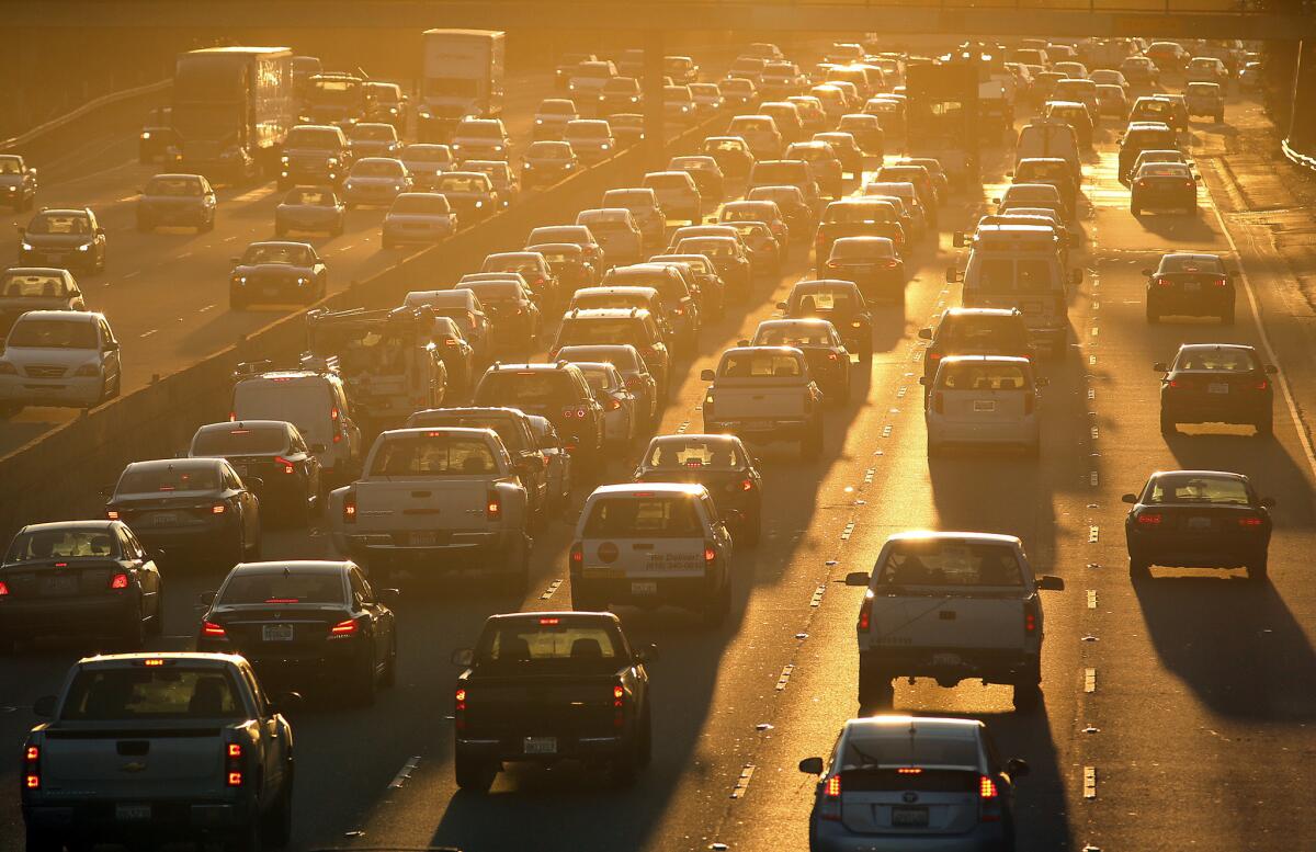 Los Angeles morning commute traffic on the 101 Freeway. 