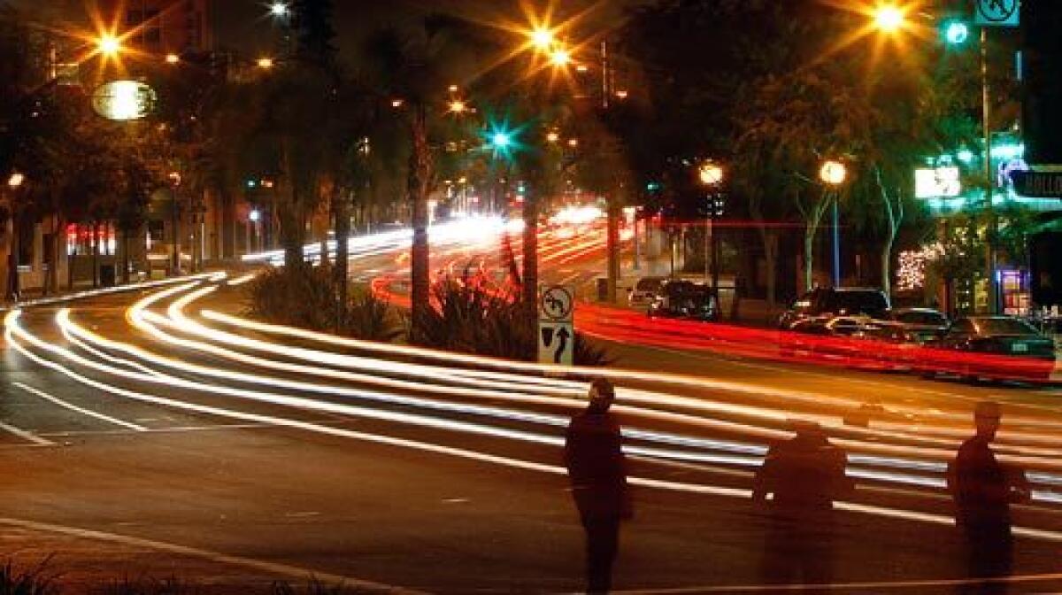 Santa Monica Boulevard winds through the largely gay enclave of West Hollywood, where an effort is underway to educate young gay men about safe-sex practices and HIV-AIDS prevention.