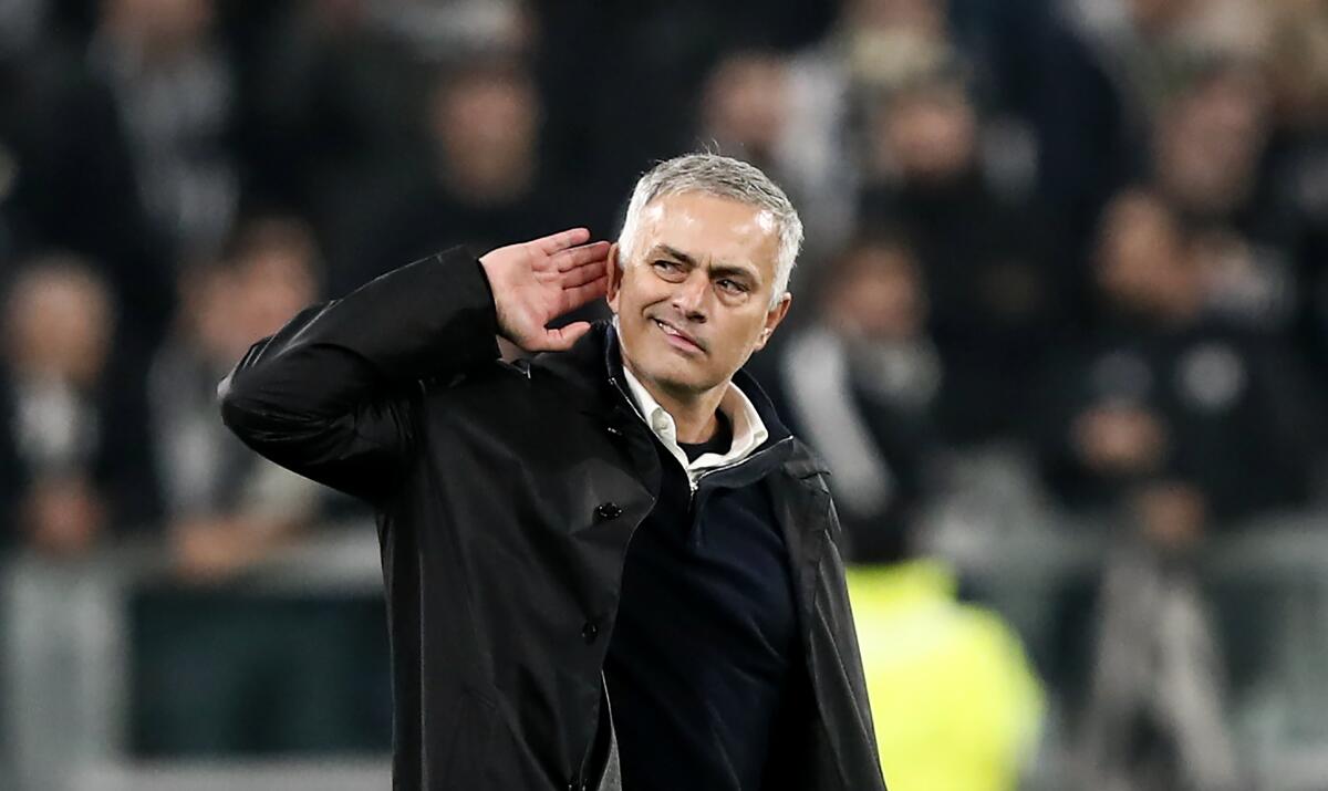 Jose Mourinho, shown while coaching Manchester United in 2018, makes his Tottenham debut this weekend.
