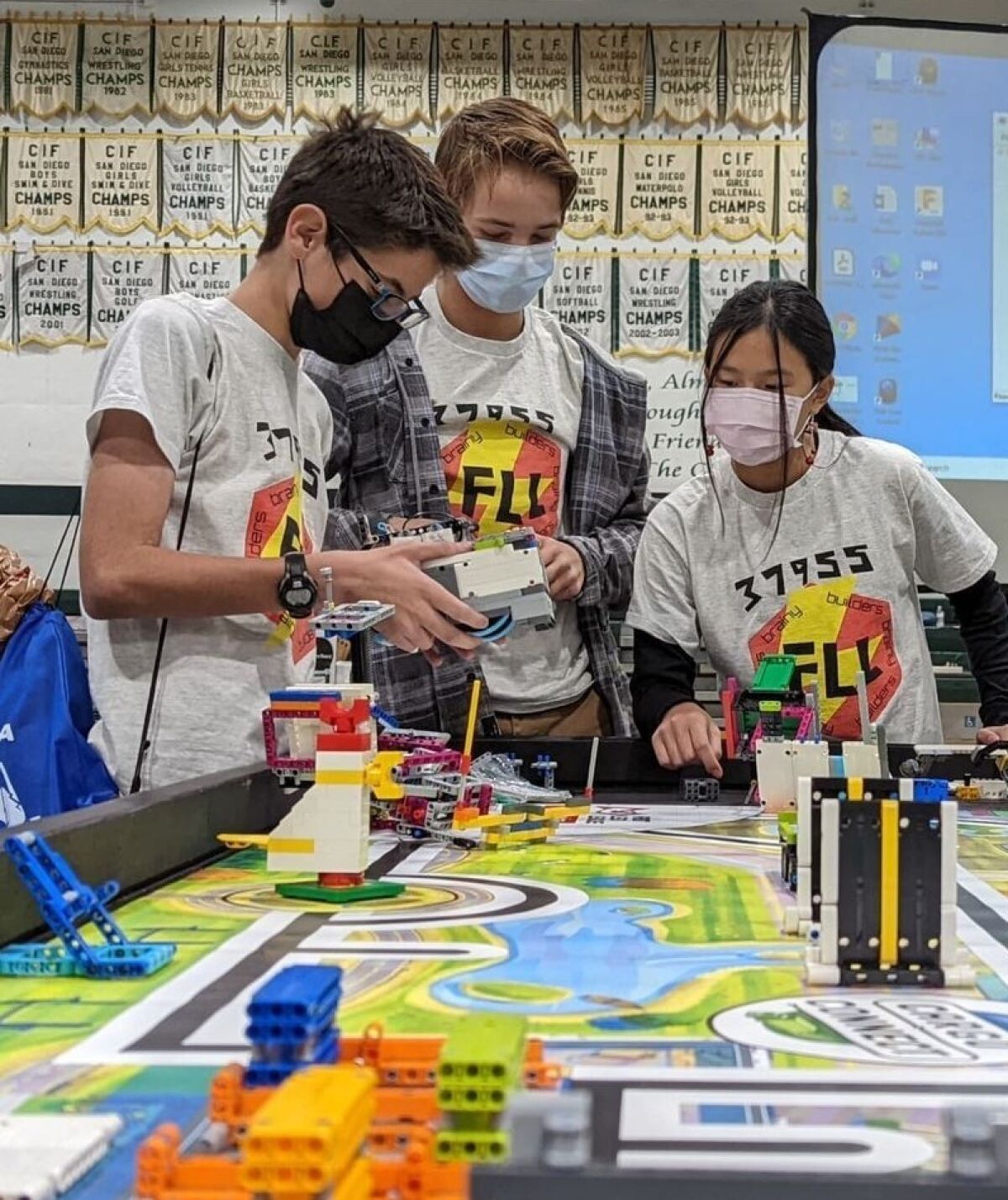 Jackson, Trey and Chloe preparing for competition.