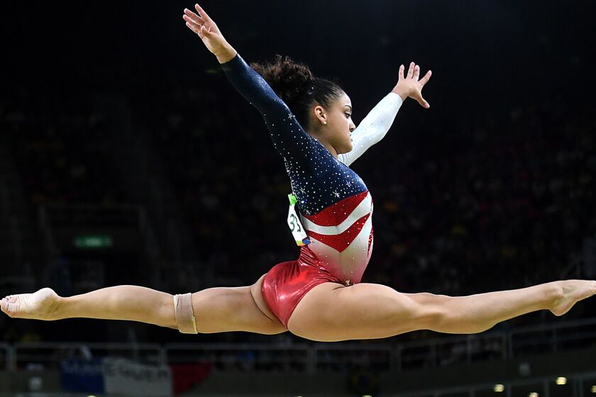 American gymnast Laurie Hernandez performs her balance beam routine during the team competition Tuesday.