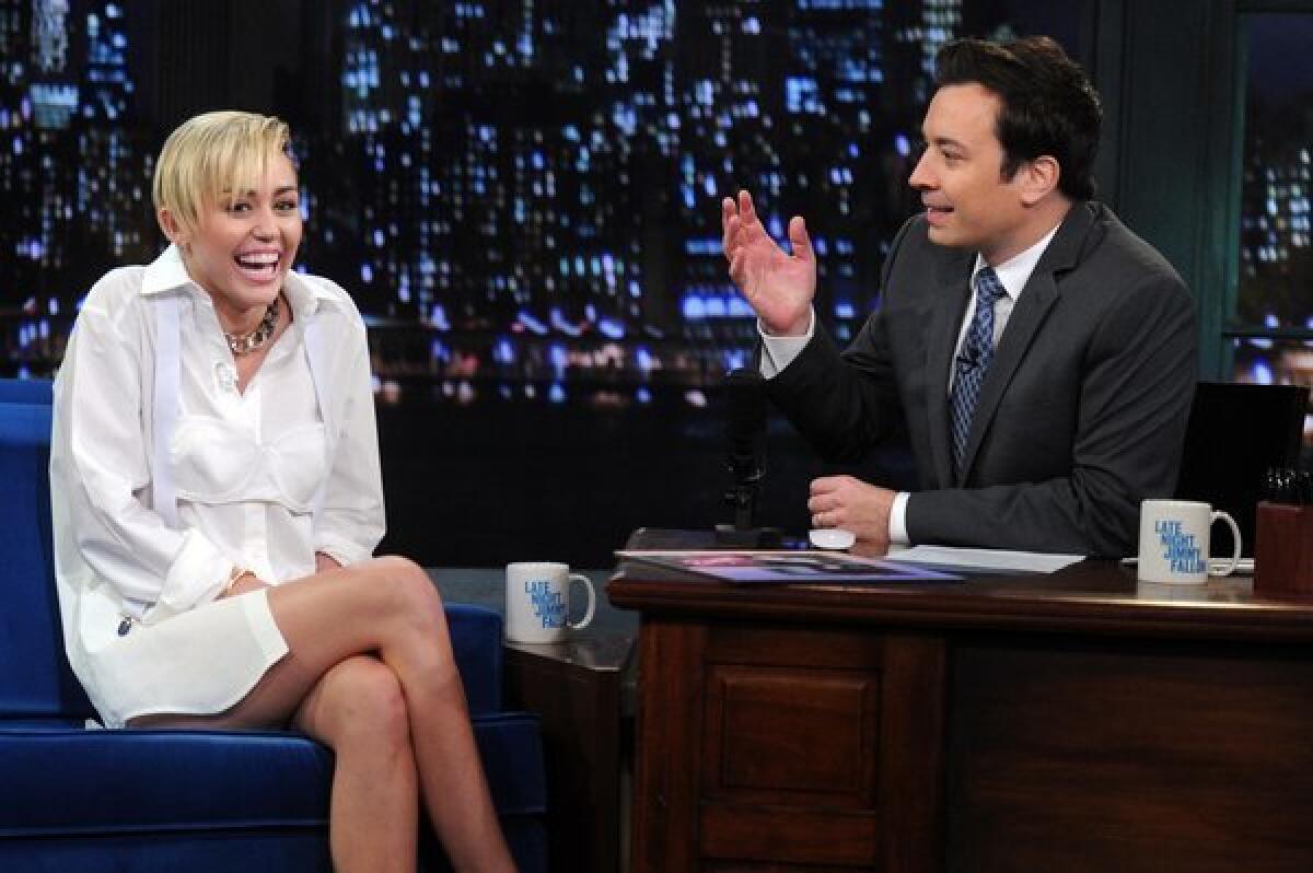 Miley Cyrus is seen on "Late Night With Jimmy Fallon."