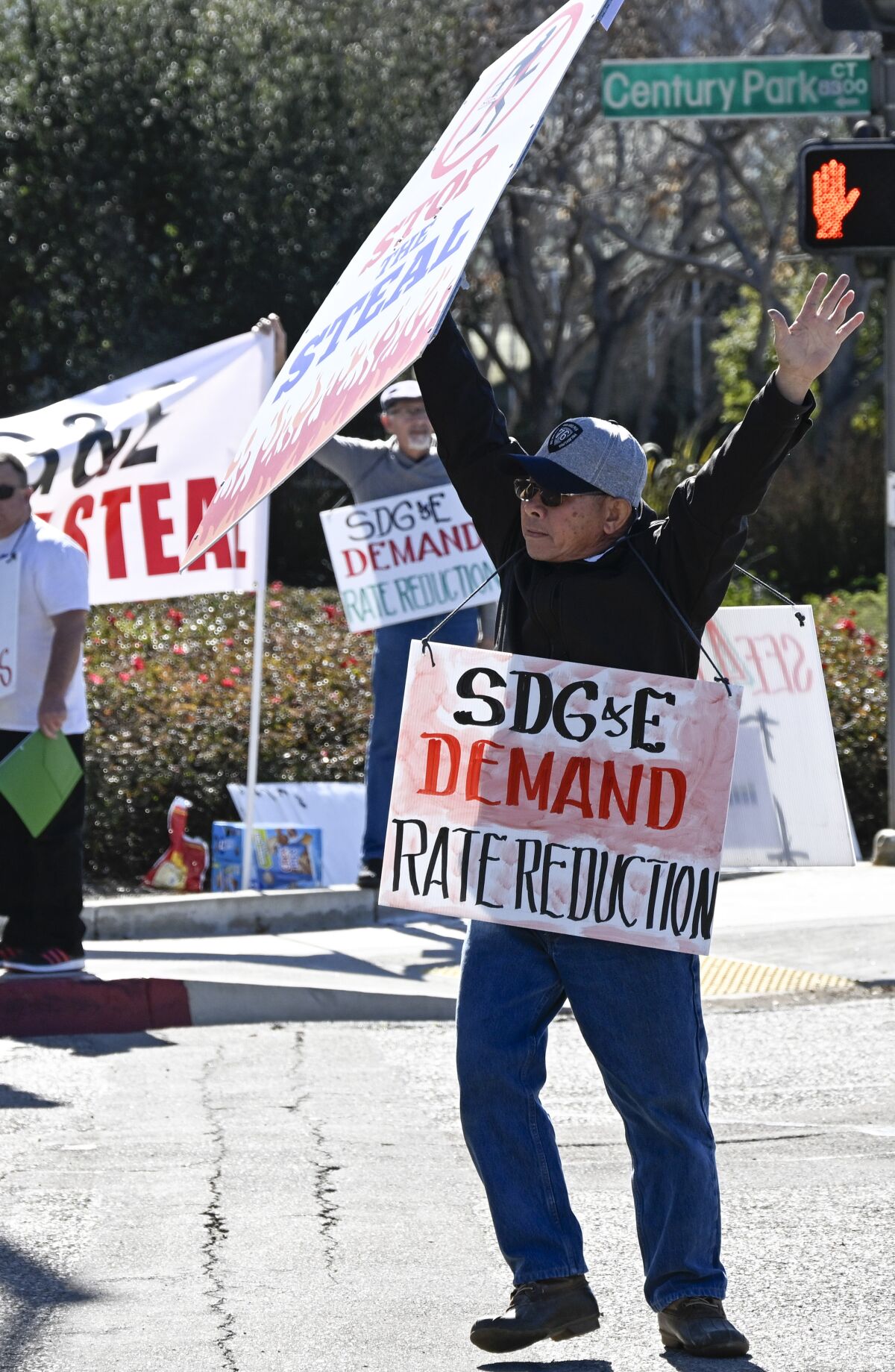 Calvin Nguyen protests rate hikes in front of SDG&E headquarters  