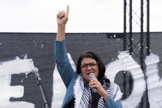 Rep. Rashida Tlaib, D-Mich., speaks during a rally at the National Mall during a pro-Palestinian demonstration in Washington, Friday, Oct. 20, 2023. (AP Photo/Jose Luis Magana)