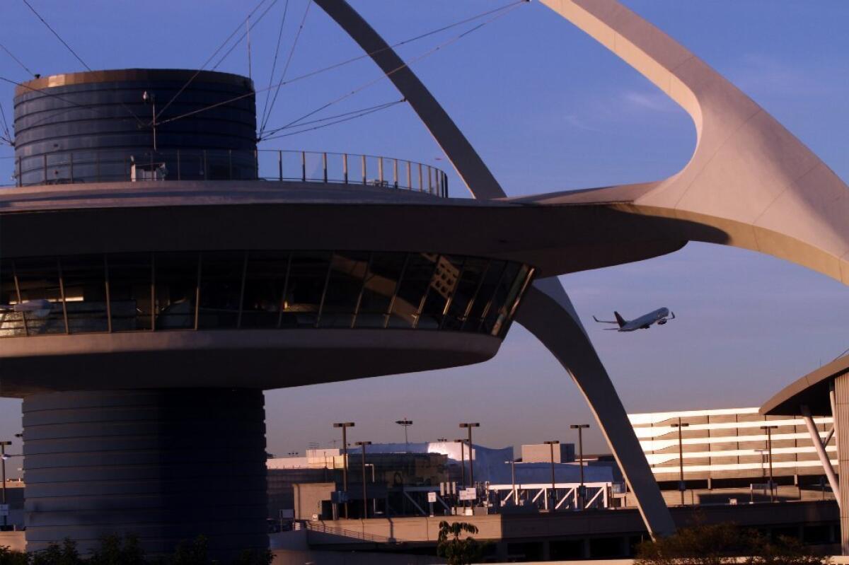 Several flights at Los Angeles International Airport were delayed or canceled Sunday because of storms in the Northeast.