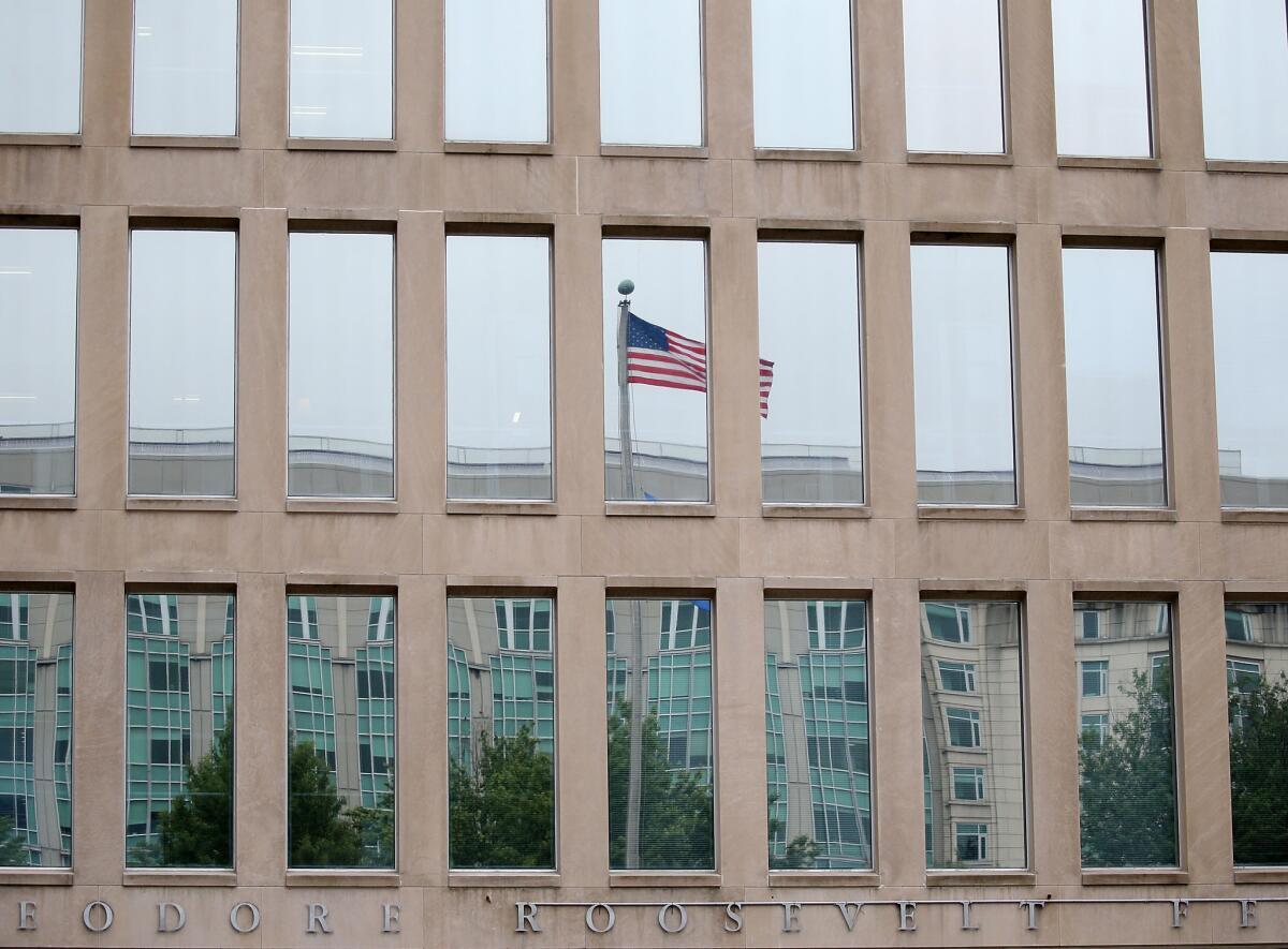 The Theodore Roosevelt Federal Building, which houses the Office of Personnel Management headquarters in Washington, on June 5.