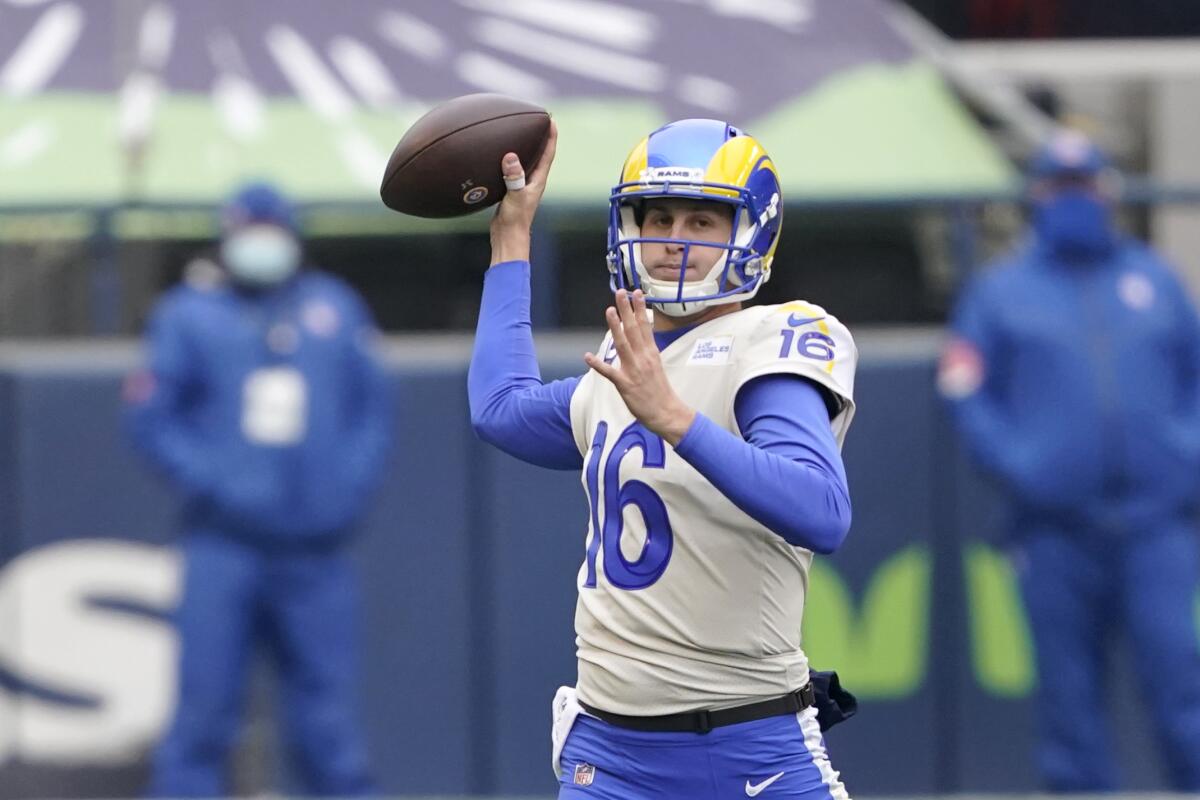 Rams quarterback Jared Goff passes against the Seattle Seahawks.