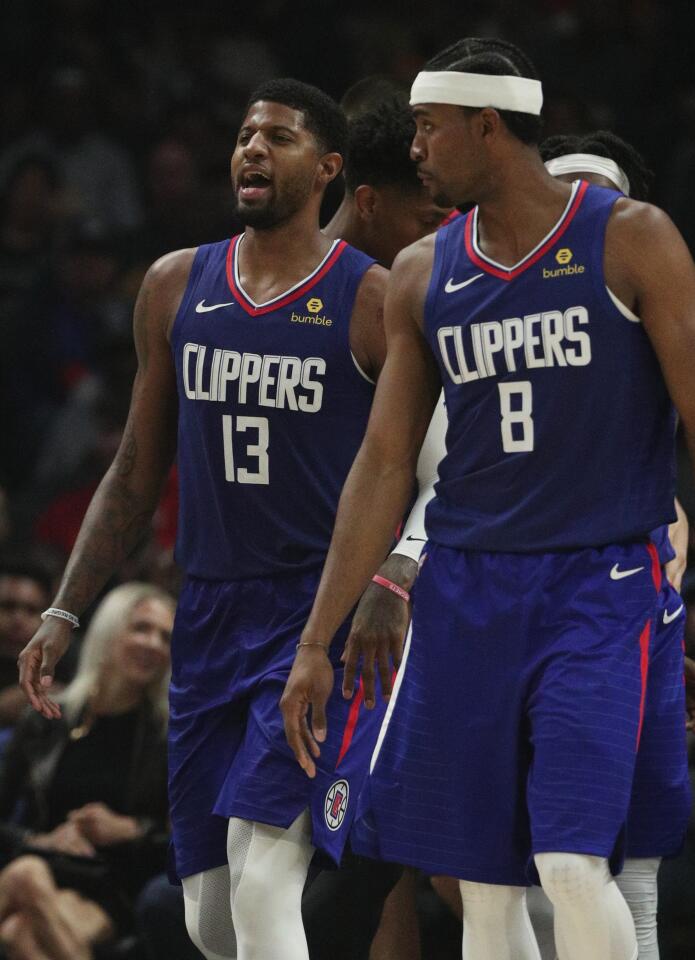 Clippers forward Paul George reacts after being fouled by the Atlanta Hawks.