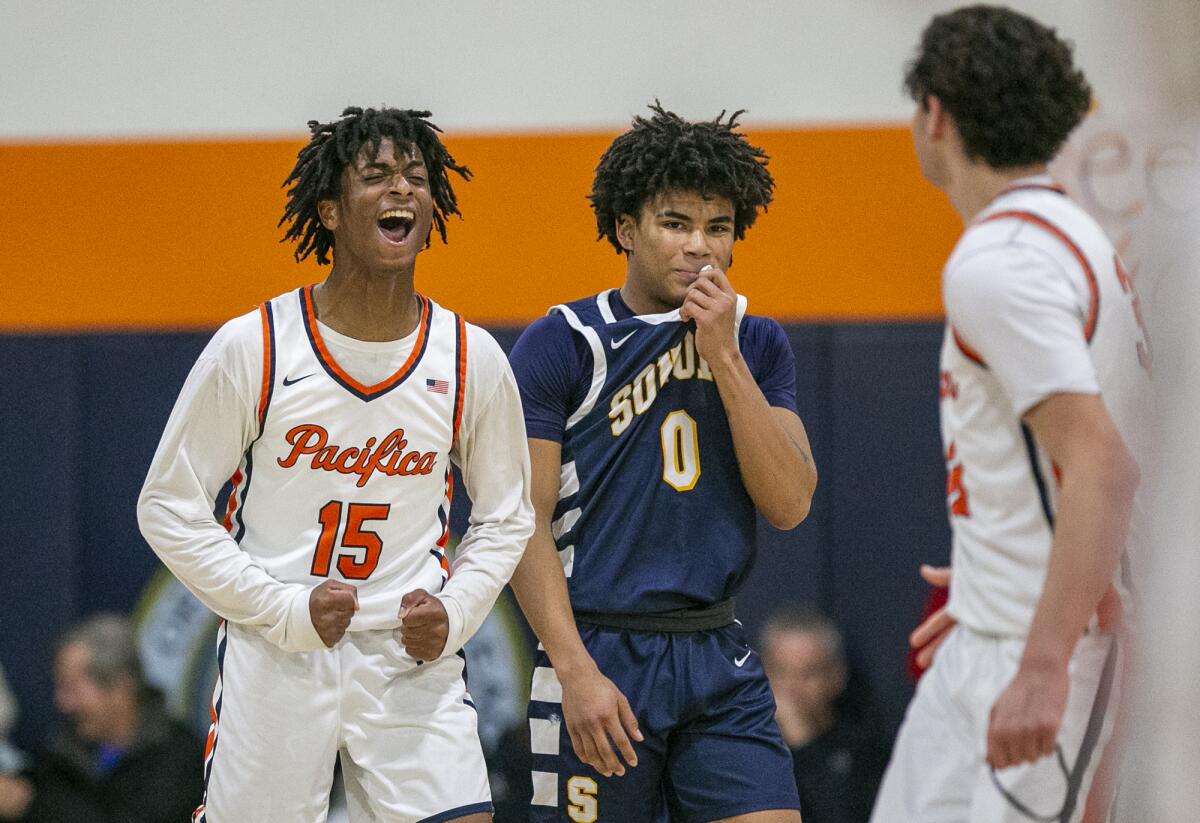 Pacifica Christian's Jeffry Bohlinger celebrates a point during Tuesday's playoff quarterfinal win over Sonora.