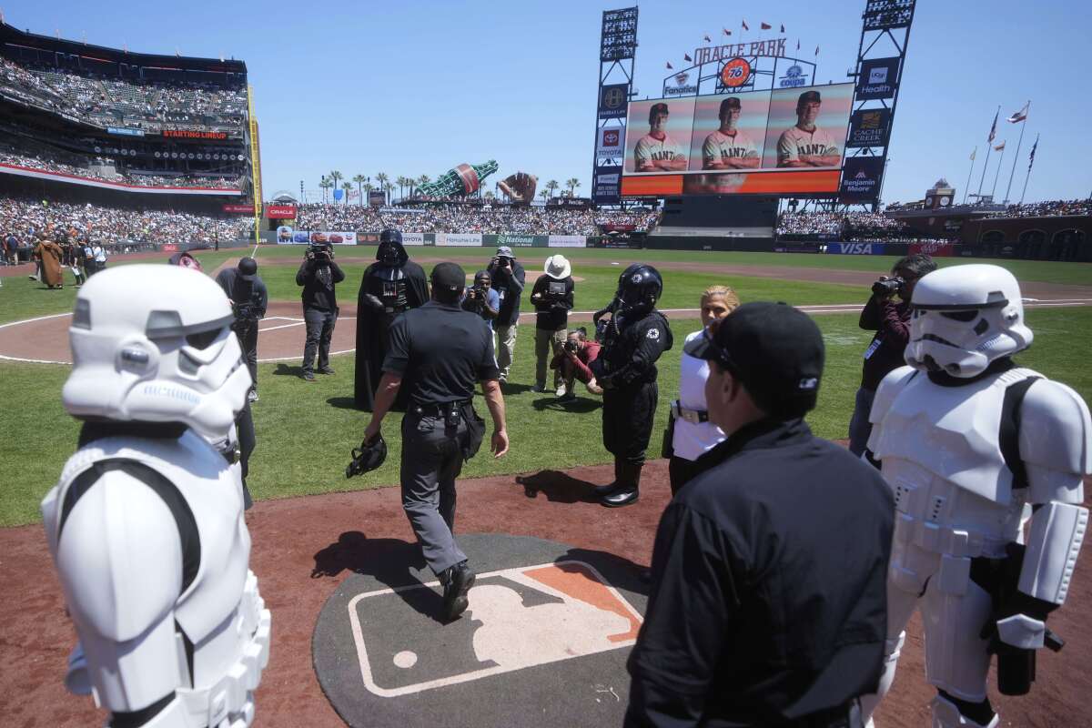If you look closely, you can see the 76 ad on the digital clock above the center field fence at San Francisco's Oracle Park.