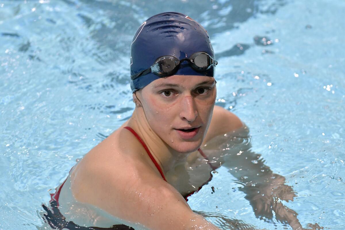 University of Pennsylvania swimmer Lia Thomas, a transgender woman, in the pool during a meet