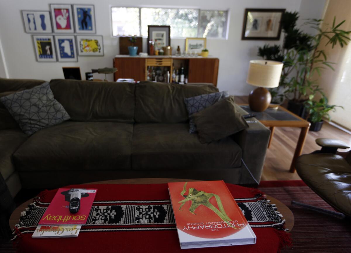 The living room of the Manhattan Beach rental home David LeFevre and KC Brooks share.