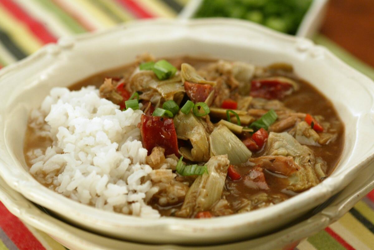 Turkey gumbo with artichokes and andouille