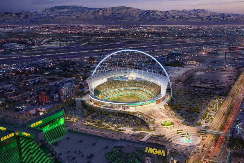 FILE - In this rendering released by the Oakland Athletics, Friday, May 26, 2023, is a view of their proposed new ballpark.
