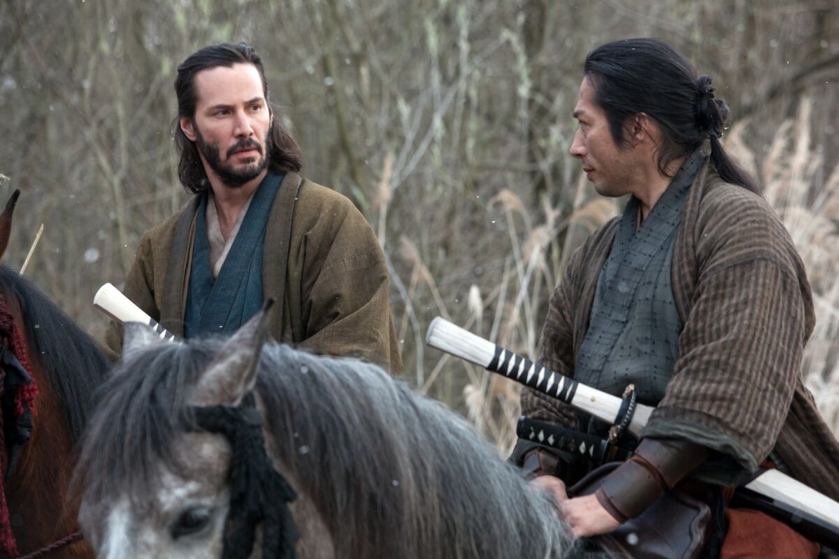 Keanu Reeves, left, and Hiroyuki Sanada in a scene from "47 Ronin."