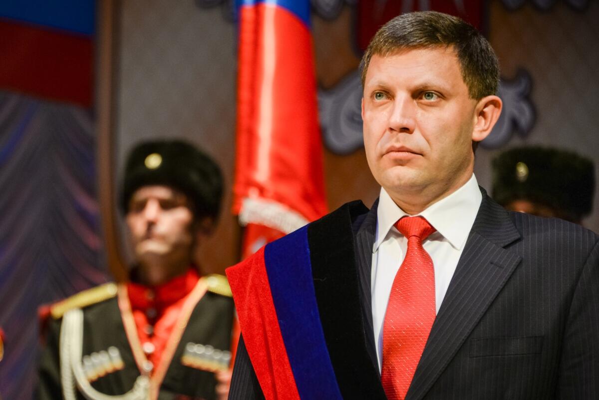Ukrainian secessionist leader Alexander Zakharchenko is sworn in as prime minister of the so-called People's Republic of Donetsk on Nov. 4.