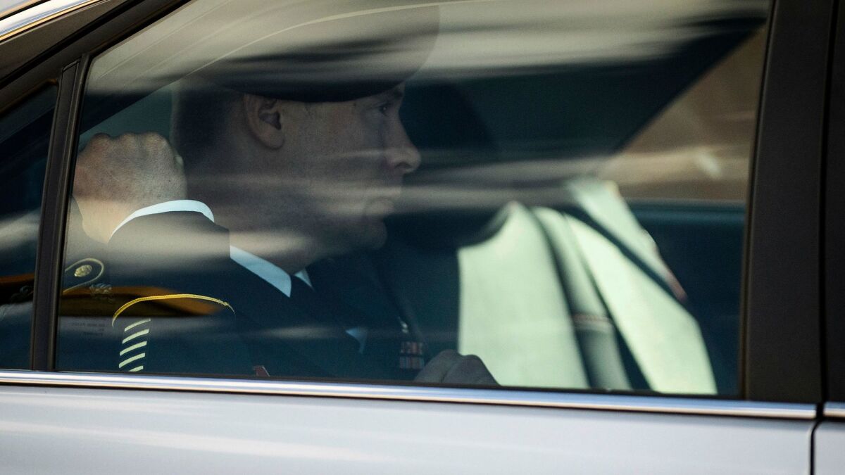 Army Sgt. Bowe Bergdahl leaves the Ft. Bragg, N.C., courthouse after a sentencing hearing on Wednesday.
