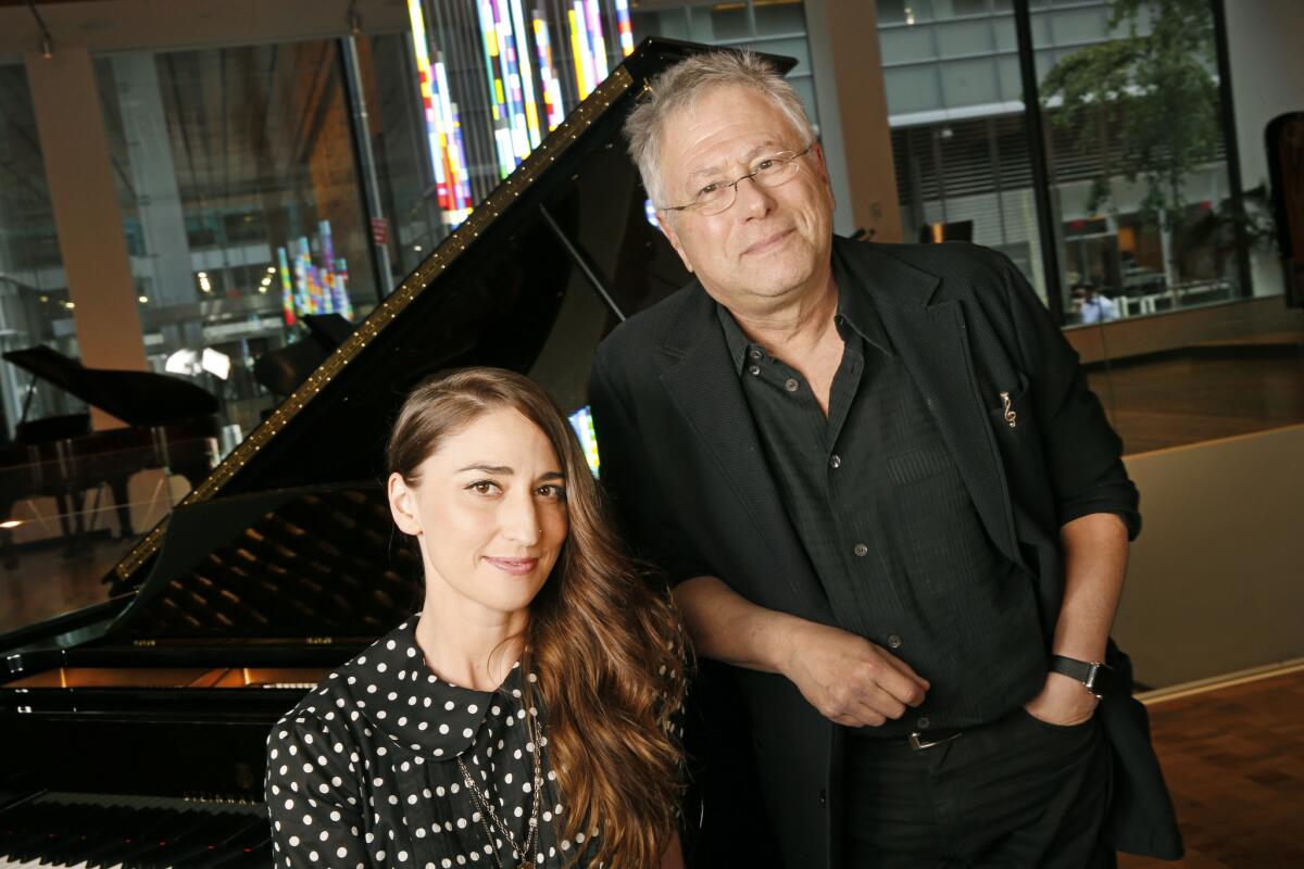 Pop star Sara Bareilles and composer Alan Menken in New York, ahead of the Hollywood Bowl staging of Disney's "The Little Mermaid."