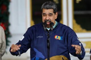 Venezuelan President Nicolás Maduro speaks at the Miraflores presidential palace in Caracas.