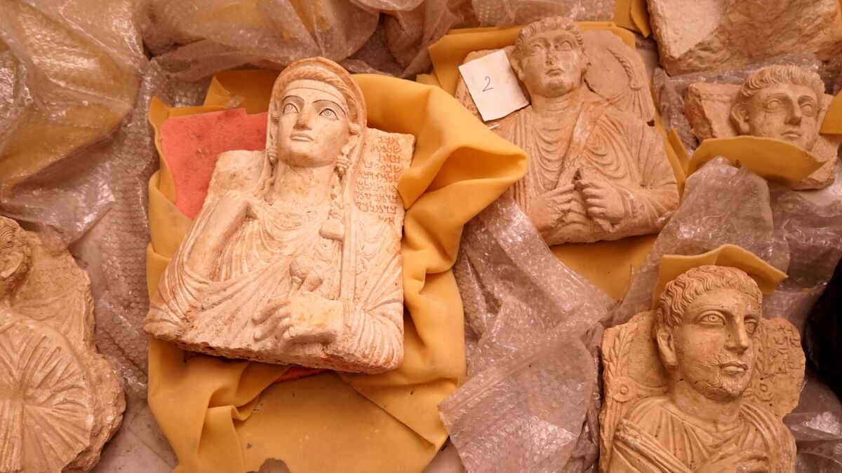 Some archaeological artifacts, including many from the ancient city of Palmyra, were evacuated for safekeeping.