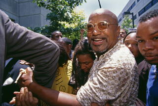 Elmer 'Geronimo' Pratt smiling after his release from jail