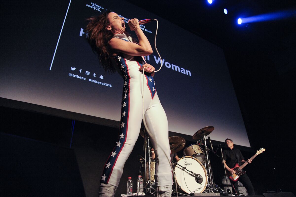 Juliette Lewis of Juliette and The Licks performs live during the 2016 Tribeca Film Festival Shorts: "Hard Lovin' Woman" premiere at Spring Studios on April 15, 2016 in New York City. (Photo by Matthew Eisman/Getty Images)