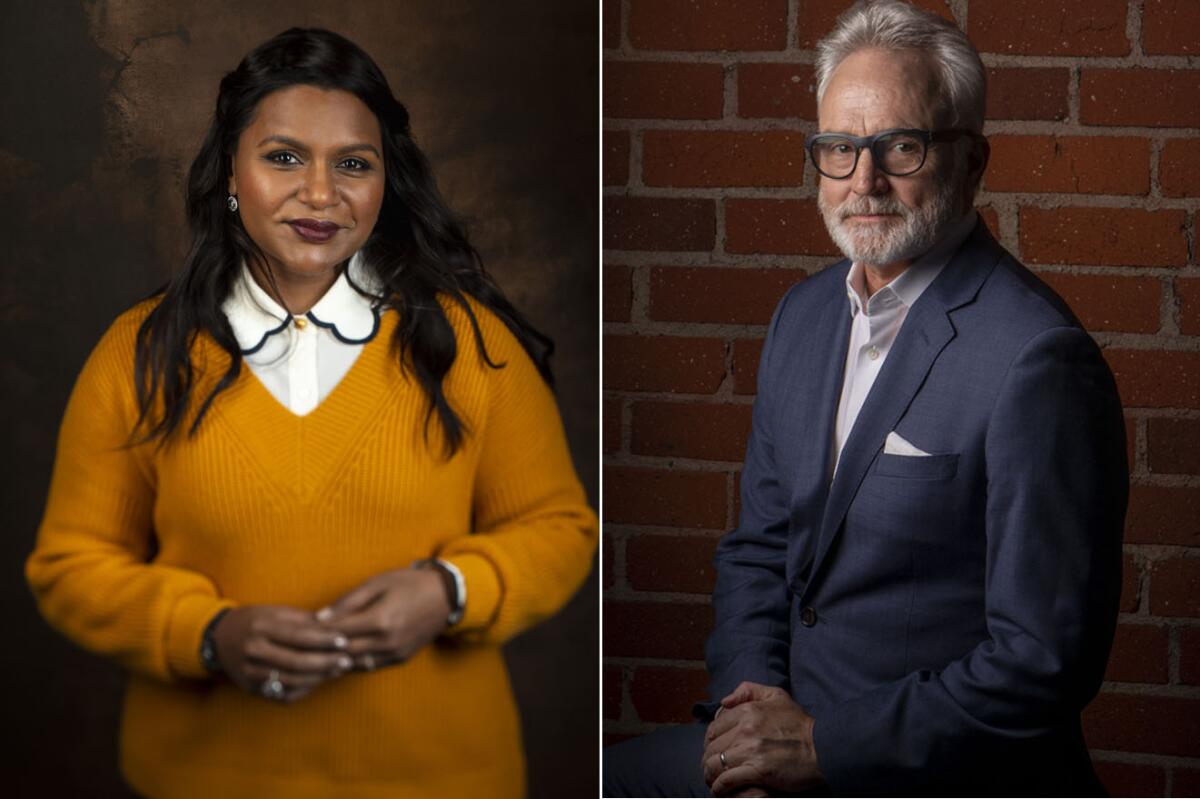 Separate images of Mindy Kaling and Bradley Whitford