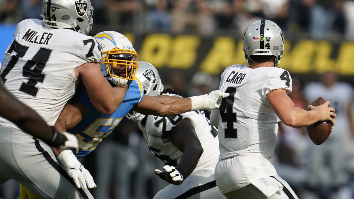 Khalil Mack, Chargers defense manage to hold off Raiders