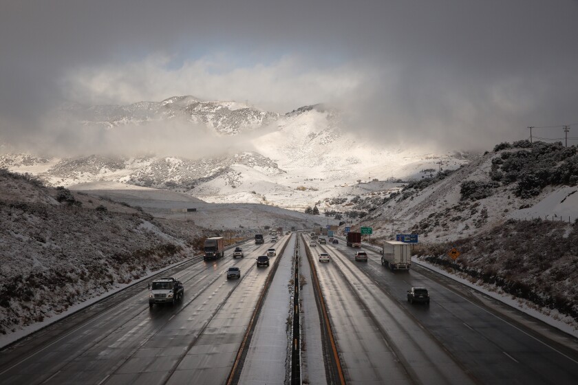 Snow at the top of the Tejon Pass