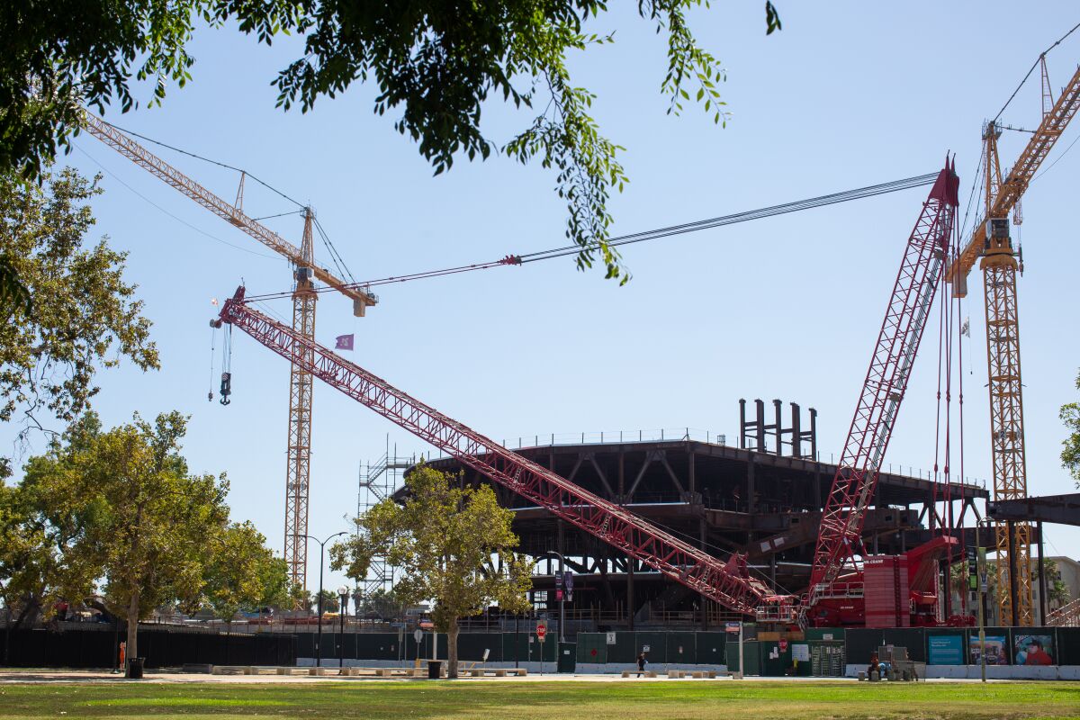 The future site of the Lucas Museum in Exposition Park on Tuesday, July 7, 2020.