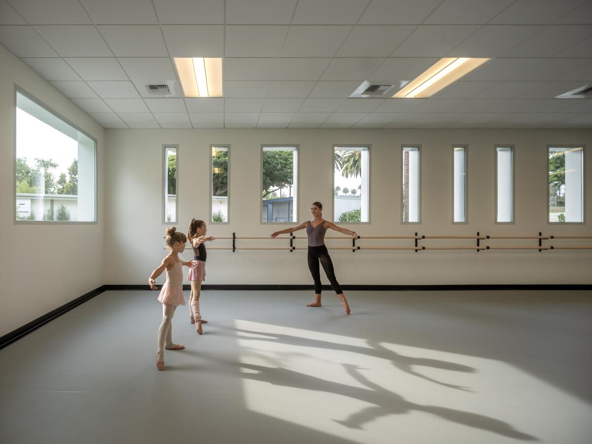 Students in a ballet class 
