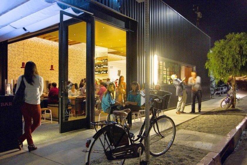 Superba Snack Bar is set up like a shoe box that's cut open on one side. It brings in the ocean breezes and the Venice vibe.