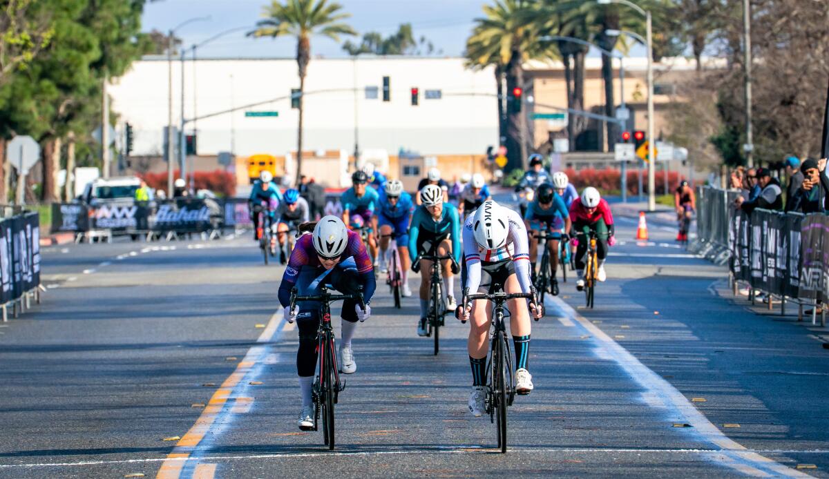 Among the top women cyclists in Sunday's Taylor Elizabeth Clifford Memorial Grand Prix in Costa Mesa was Laurel Rathburn.