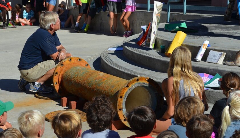 Items from a Olivenhain Pioneer time capsule — a 200-pound water pipe — were displayed for all to see.